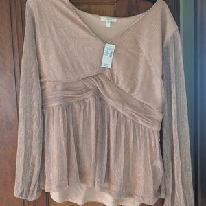 Elegant Metallic Pink Women's Top